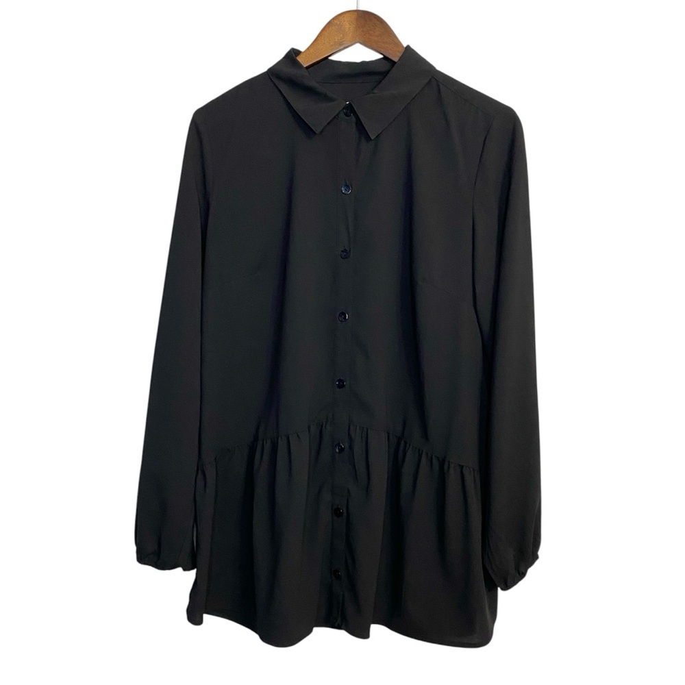 NEW LOGO by Lori Goldstein top women's medium whimsigoth peasant‎ peplum ruffle